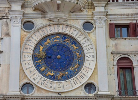 Astronomical clock of the St. Mark Clock Tower (Torre dell Orologio) in San Marco Square, famous