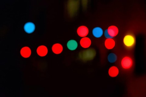 Bokeh balls, abstract colourful lights, night shot, wallpaper, Spain, Europe