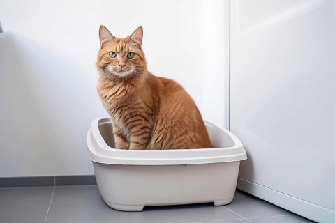 Cat in cat litter box. KI generiert, generiert AI generated