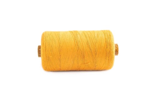 Spool of thread isolated on white background. Side view, close up