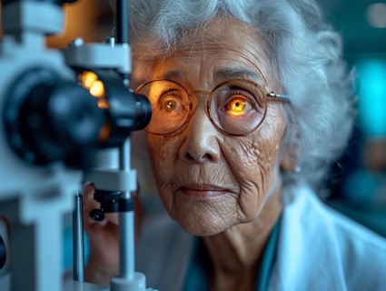 Examination at the ophthalmologist, prevention of poor eyesight, cataracts, blindness, retinal