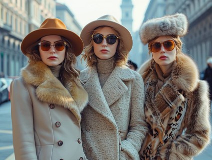 Fashion in Italy, men and women posing with new trendy fashion generated in Milan, AI generated
