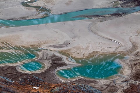 Meltwater lake near a glacier tongue, reflection, riverbed, Pasterze, Hohe Tauern National Park,
