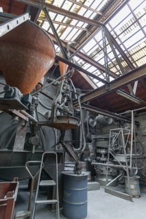 Zinc powder production room in a metal powder mill, founded around 1900, Igensdorf, Upper
