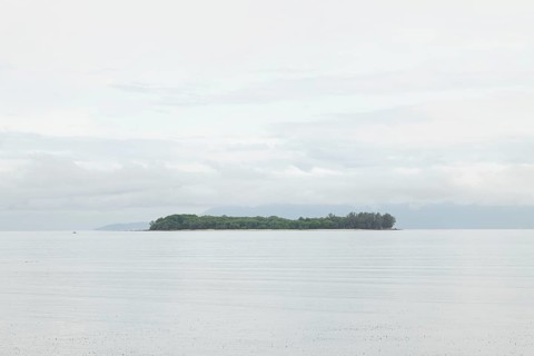 Lombok and Gili Air islands, overcast, cloudy day, sky and sea. Vacation, travel, tropics concept,