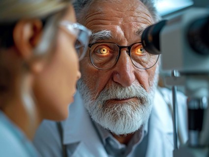Examination at the ophthalmologist, prevention of poor eyesight, cataracts, blindness, retinal