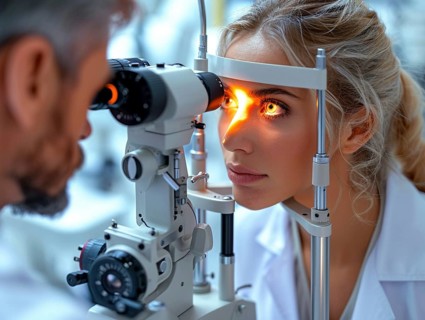 Examination at the ophthalmologist, prevention of poor eyesight, cataracts, blindness, retinal