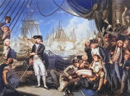 Scene on the deck of the Queen Charlotte, 1 June 1794, a 100-gun liner (three-decker) of the 1st