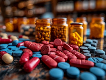 Production of pills and medicines, drug abuse, AI generated