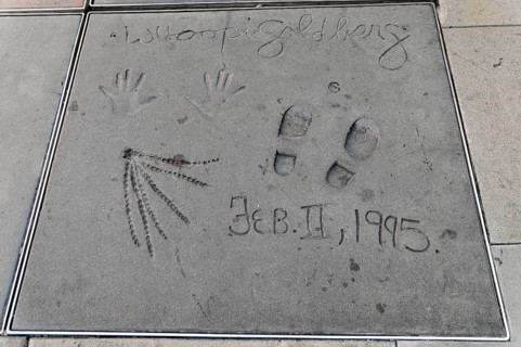 Handprints and footprints of WHOOPI GOLDBERG, Hollywood Boulevard, Los Angeles, California, USA,