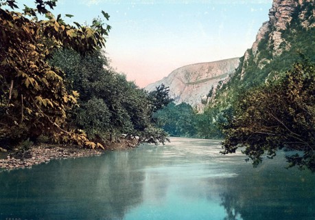 Entrance to the Valley of Temps, Thessaly, Greece, 1890, Historic, digitally restored reproduction