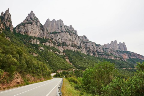 Mountain and street to Montserrat near Barcelona, Catalonia, Spain, Europe
