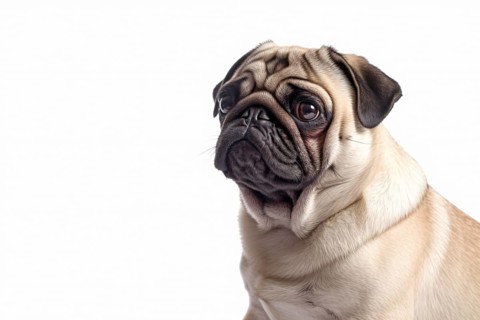 Pug dog in front of white background. KI generiert, generiert AI generated