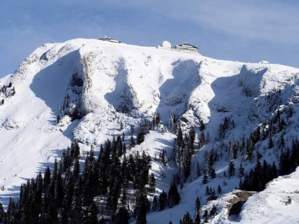 Winter landscape, view to the Schafberg, Sankt Wolfgang am Wolfgangsee, Salzkammergut, Upper