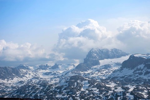 Amazing mountains panorama from 5 Fingers viewing platform in the shape of a hand with five fingers
