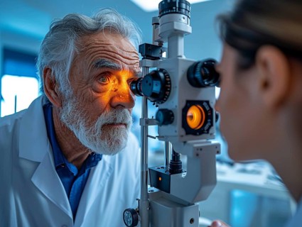 Examination at the ophthalmologist, prevention of poor eyesight, cataracts, blindness, retinal