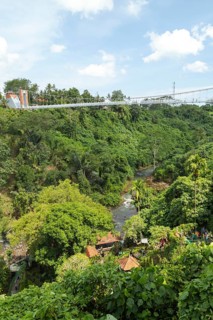 Bridge near Tegenungan waterfall, Bali island, Ubud, Indonesia. Jungle, tropical forest, daytime