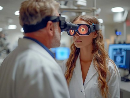 Examination at the ophthalmologist, prevention of poor eyesight, cataracts, blindness, retinal