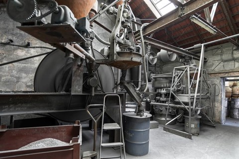 Zinc powder production room in a metal powder mill, founded around 1900, Igensdorf, Upper