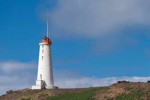 Reykjanesviti, Reykjanes lighthouse on Baejarfell, Reykjanes peninsula, near Reykjavik, Iceland,