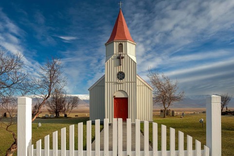 Church, peat farm or peat museum Glaumbaer or Glaumbaer, Skagafjoerour, Norourland vestra, Iceland,