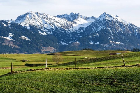 View of Heidelbeerkopf, Schnippenkopf, Entschenkopf and Rubihorn, near Kierwang, Illertal,