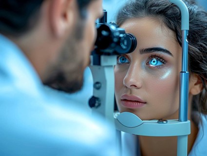 Examination at the ophthalmologist, prevention of poor eyesight, cataracts, blindness, retinal
