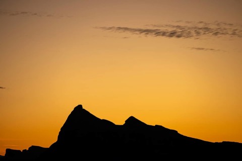 Sunrise over Dolomite peaks, Corvara, Dolomites, Italy, Europe