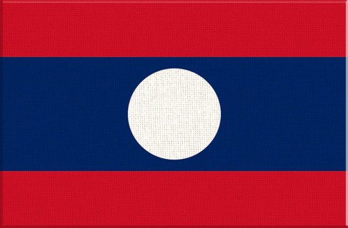 Flag of Laos. Laotian flag on fabric surface. Fabric Texture. Lao People Democratic Republic. Lao