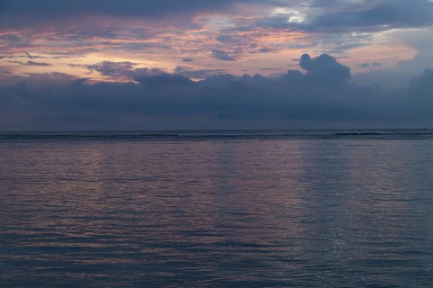 Lombok and Gili Air islands, overcast, cloudy day, sky and sea. Vacation, travel, tropics concept,