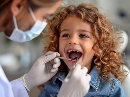 A patient is treated in a dental practice by a dentist, AI generated