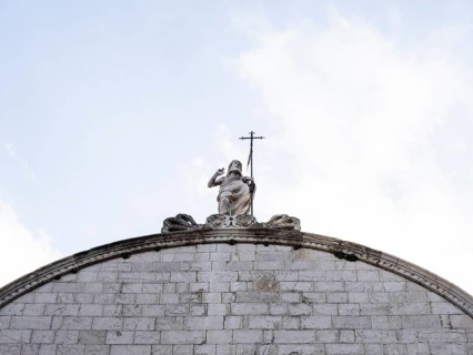 Jesus with the blessing gesture, cathedral, Osor, island of Cres, Kvarner Gulf Bay, Croatia, Europe