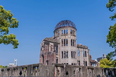 A-bomb dome, remains of building from world war 2 attack of Hiroshima in Japan