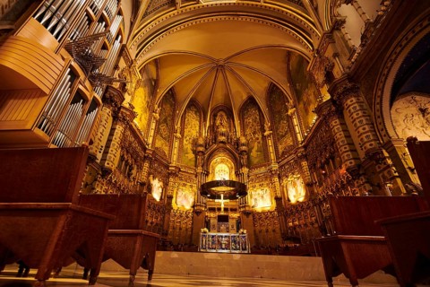Montserrat Monastery cathedral, church near Barcelona, Catalonia, Spain, Europe