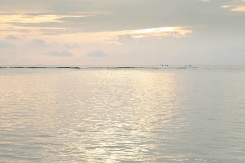Lombok and Gili Air islands, overcast, cloudy day, sky and sea. Vacation, travel, tropics concept,