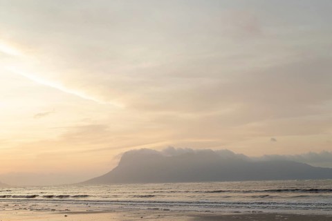 Bako national park, sea sandy beach, overcast, cloudy sunset, sky and sea, low tide. Vacation,
