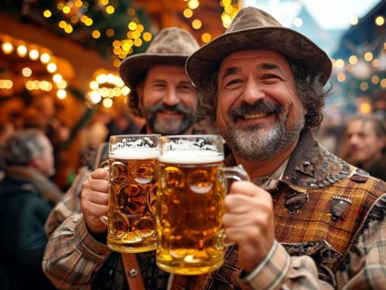 Oktoberfest, beer garden celebrations in the beer tent, AI generated