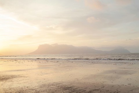 Bako national park, sea sandy beach, overcast, cloudy sunset, sky and sea, low tide. Vacation,