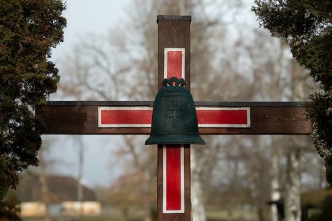 The Hungarian cross with bell in the castle park of Donaueschingen commemorates important events in