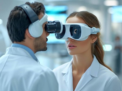 Examination at the ophthalmologist, prevention of poor eyesight, cataracts, blindness, retinal