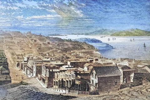 The Golden Gate in San Francisco, California in the 1870s, from: American Pictures Drawn With Pen