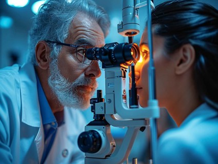 Examination at the ophthalmologist, prevention of poor eyesight, cataracts, blindness, retinal