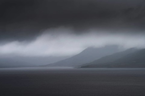 Uncomfortable atmosphere at Soenstevatn, landscape format, light mood, storm, rain, Uvdal, Viken,