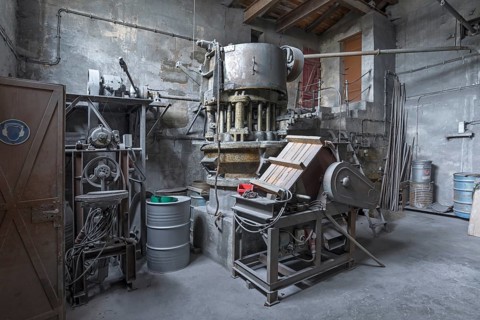 Zinc powder production room in a metal powder mill, founded around 1900, Igensdorf, Upper