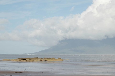 Bako national park, sea sandy beach, sunny day, blue sky and sea. Vacation, travel, tropics