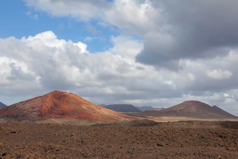 Lava field, volcanic landscape, fire mountains, volcanoes, Lanzarote, Canary Islands, Spain, Europe