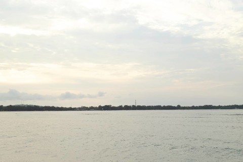 Lombok and Gili Air islands, overcast, cloudy day, sky and sea. Vacation, travel, tropics concept,