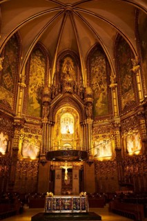 Montserrat Monastery cathedral, church near Barcelona, Catalonia, Spain, Europe
