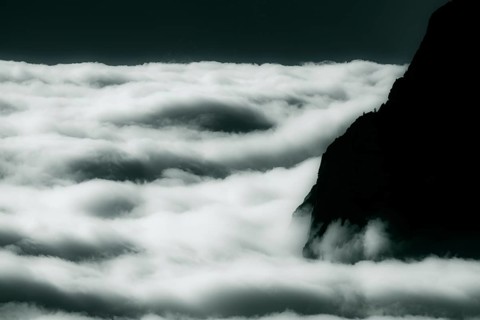Sea of fog with rocky peaks of the Dolomites, Corvara, Dolomites, Italy, Europe