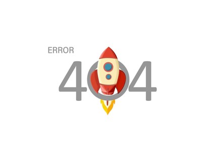 Cartoon rocket with a '404 Error' message symbolizing a webpage not found